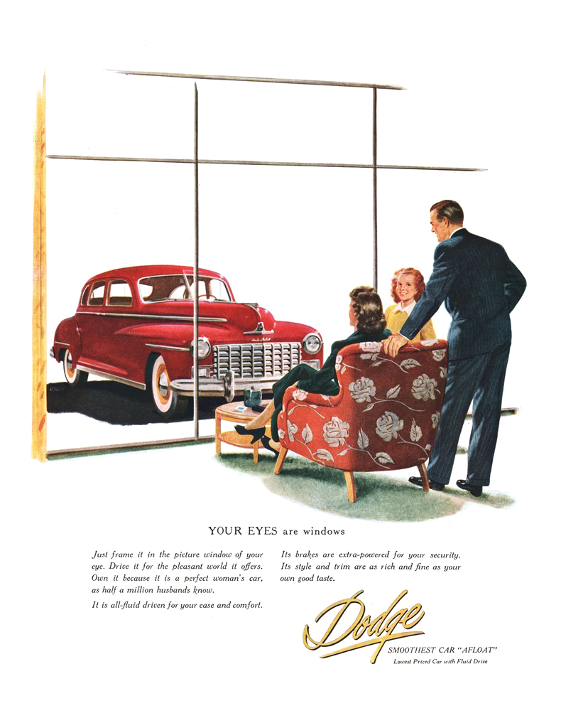 Dodge Four-Door Sedan Ad (March, 1948) – Your Eyes Are Windows