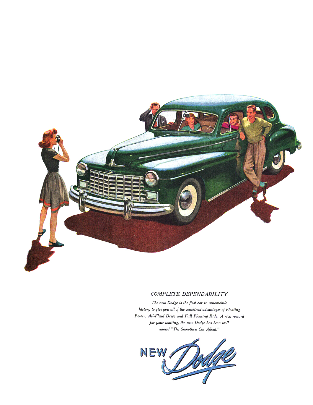 Dodge Four-Door Custom Sedan Ad (August–September, 1946) – Complete Dependability