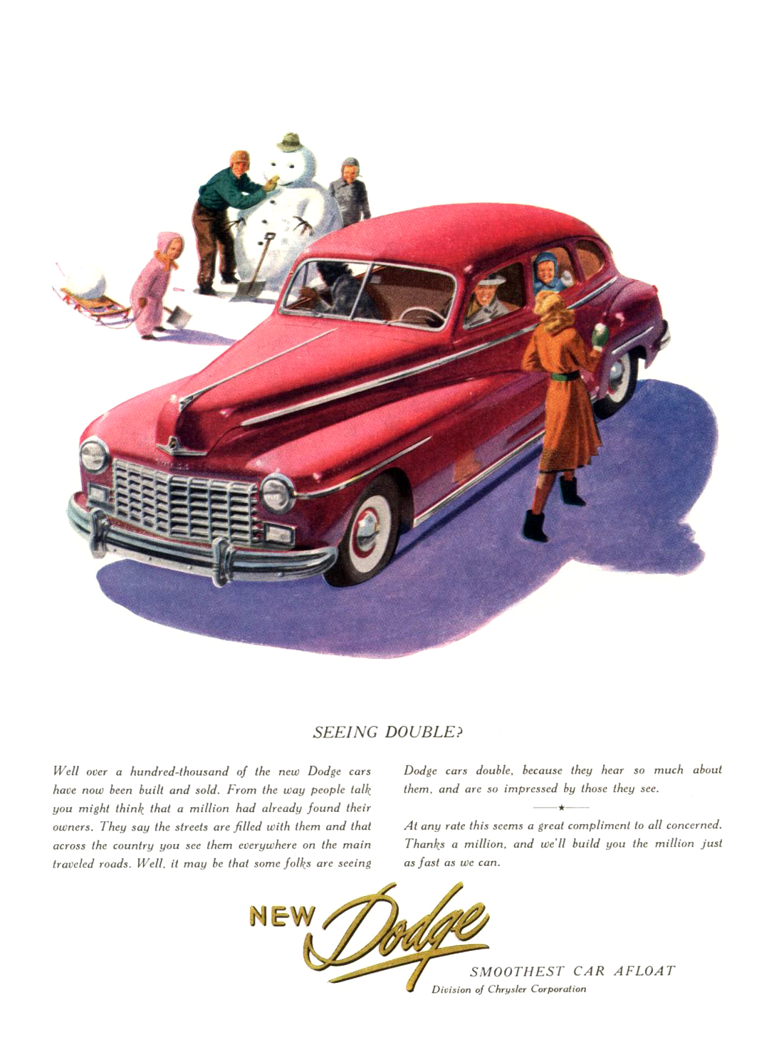 Dodge Four-Door Custom Sedan Ad (January, 1947) – Seeing Double?