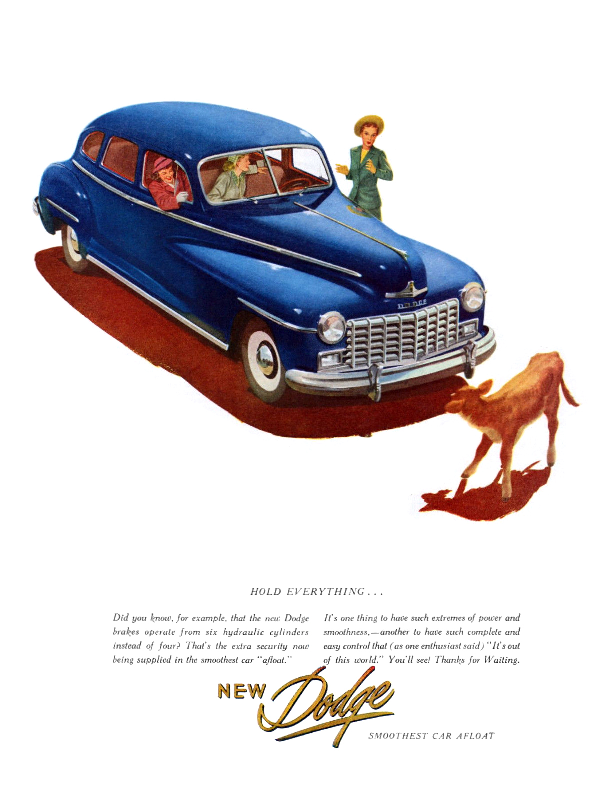 Dodge Four-Door Custom Sedan Ad (March, 1947) – Hold Everything...