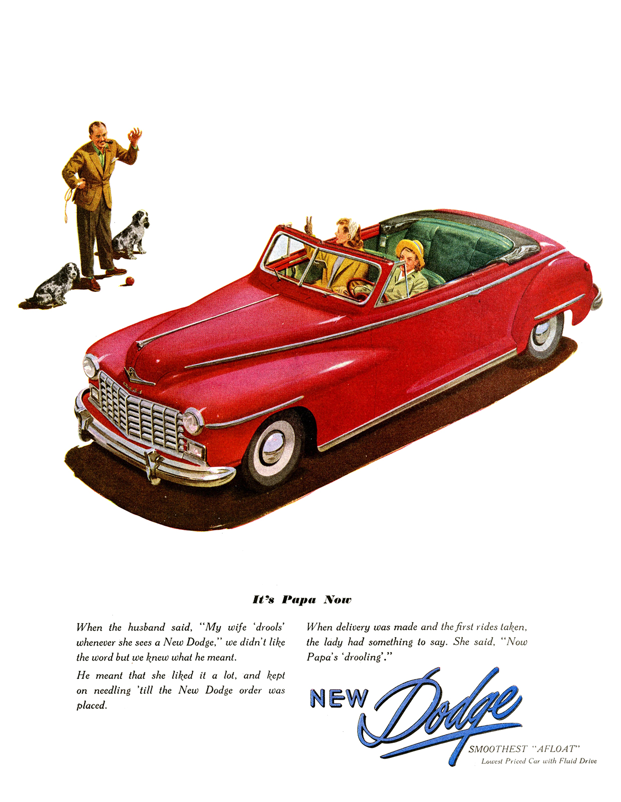 Dodge Custom Convertible Coupe Ad (April, 1947) – It's Papa Now
