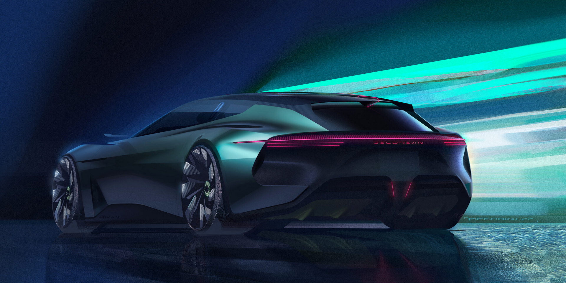 2024 DeLorean Alpha5 Plasmatail Concept – Design Sketch