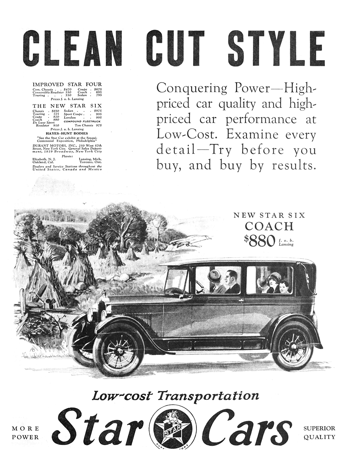 Star Six Coach Ad (October, 1926)