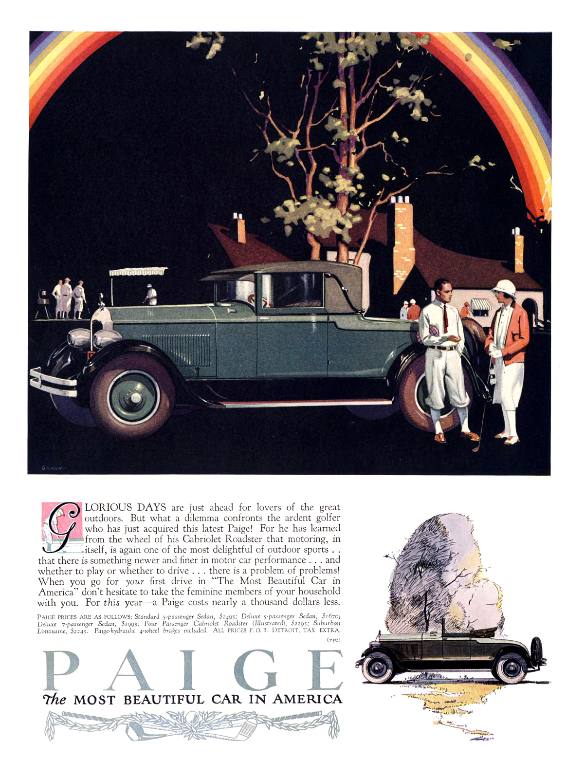 Paige Four Passenger Cabriolet Roadster Ad (1926)