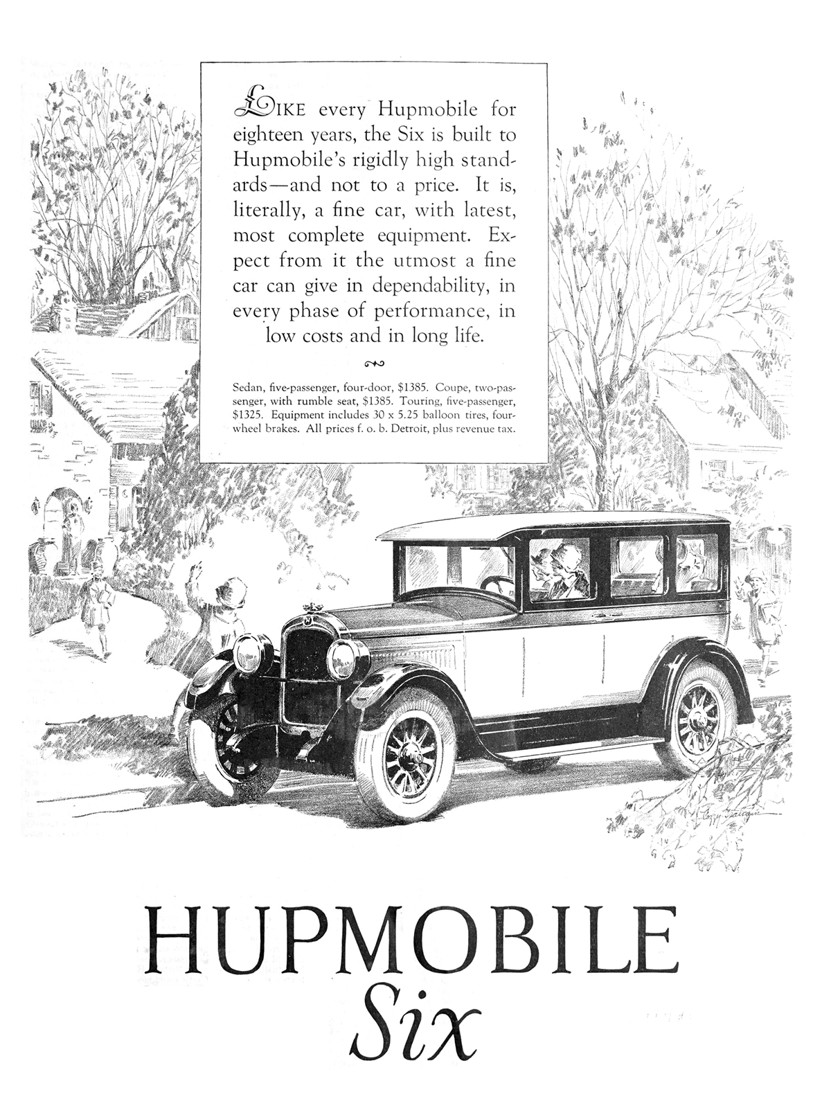 Hupmobile Six Ad (October, 1926): Illustrated by Cozzy Graham