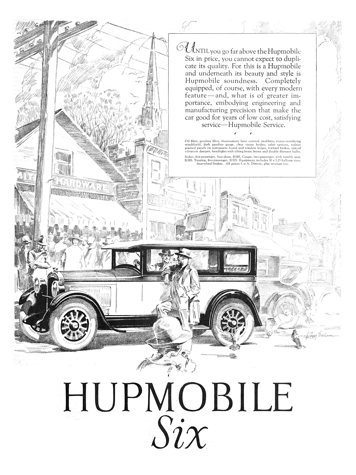 Hupmobile Six Ad (October, 1926): Illustrated by Cozzy Graham
