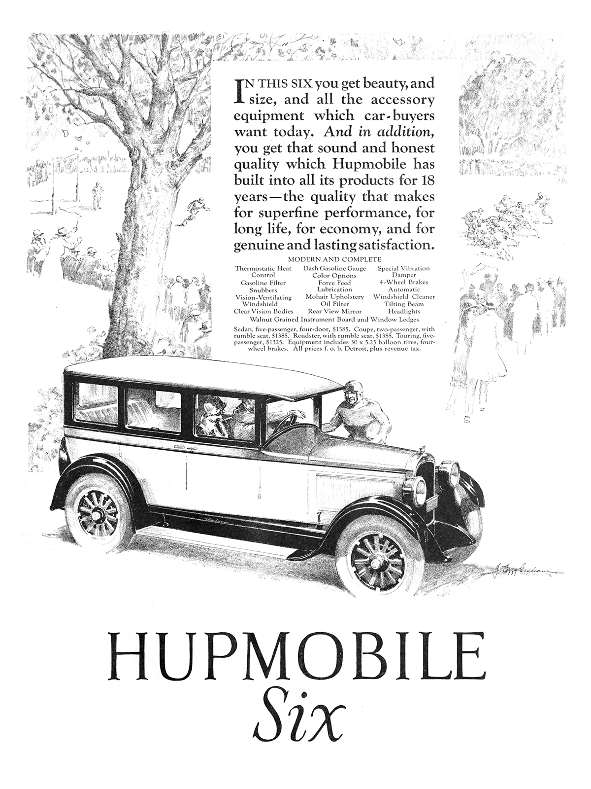 Hupmobile Six Ad (November, 1926): Illustrated by Cozzy Graham
