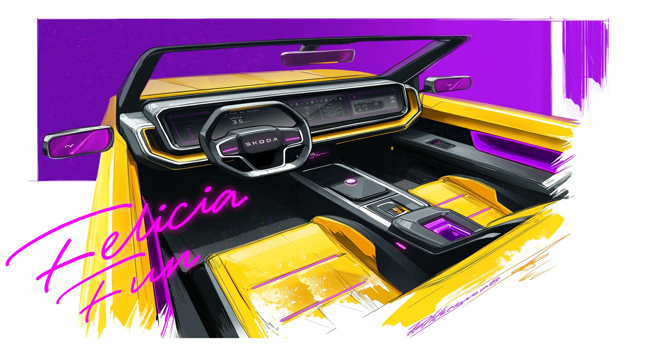 Skoda Felicia Fun by Julien Petitseigneur (2025) – Design Sketch – Interior
