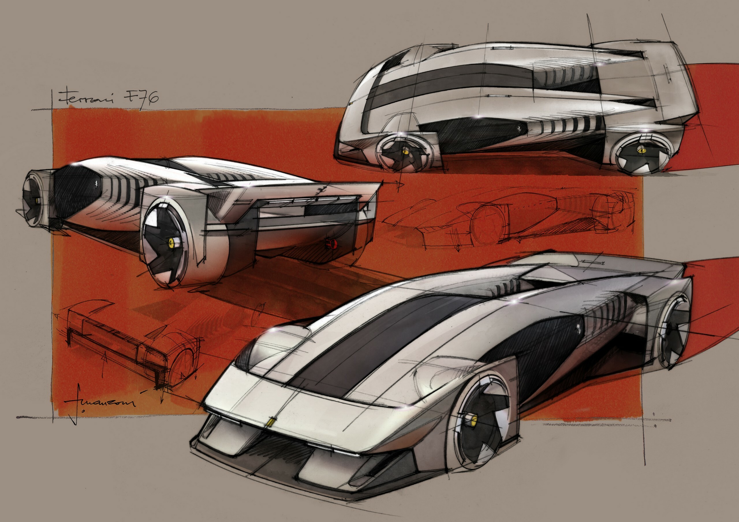 Ferrari F76 Hypercar Concept (2025) – Design Sketch by Flavio Manzoni