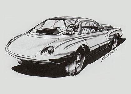 Abarth 750 Coupe Goccia (Vignale), 1957 - Michelotti Design Sketch