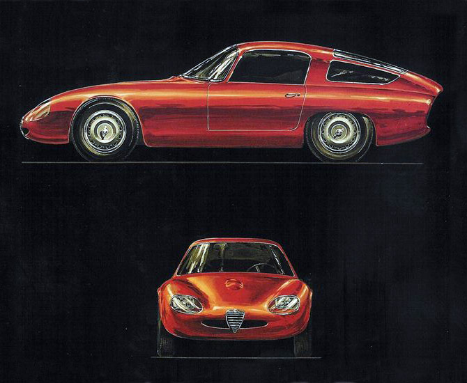 Alfa Romeo Giulia TZ (Zagato), 1963 - Design Sketch by Ercole Spada