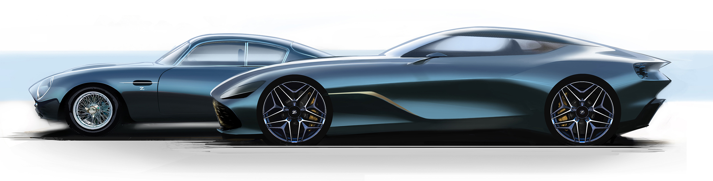 Aston Martin DBS GT Zagato, 2020 and Aston Martin DB4 GT Continuation Zagato, 2019 - Design Sketch