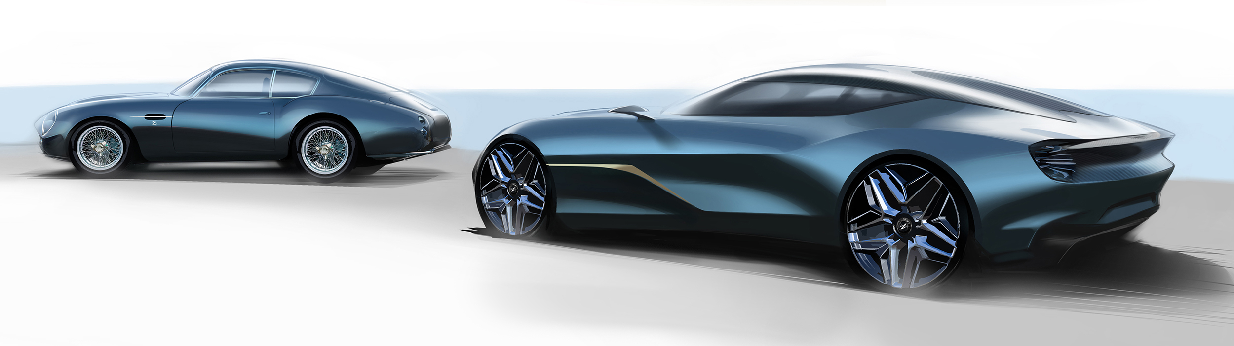 Aston Martin DBS GT Zagato, 2020 and Aston Martin DB4 GT Continuation Zagato, 2019 - Design Sketch
