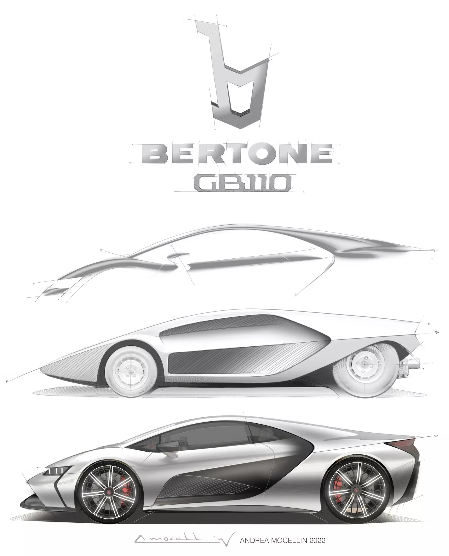 Bertone GB110, 2022 – Design Sketch by Andrea Mocellin