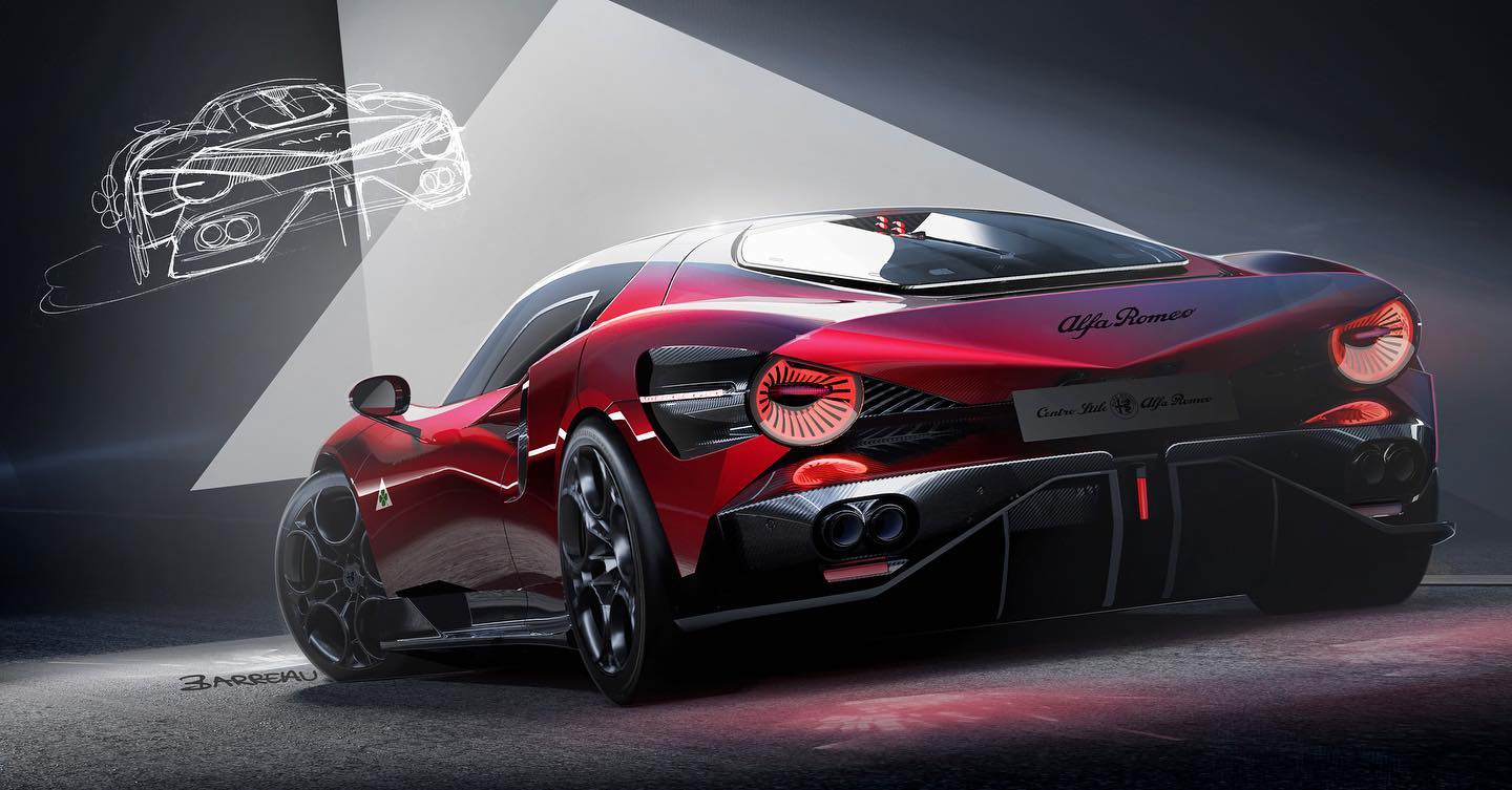Alfa Romeo 33 Stradale, 2023 – Design Sketches by César Barreau