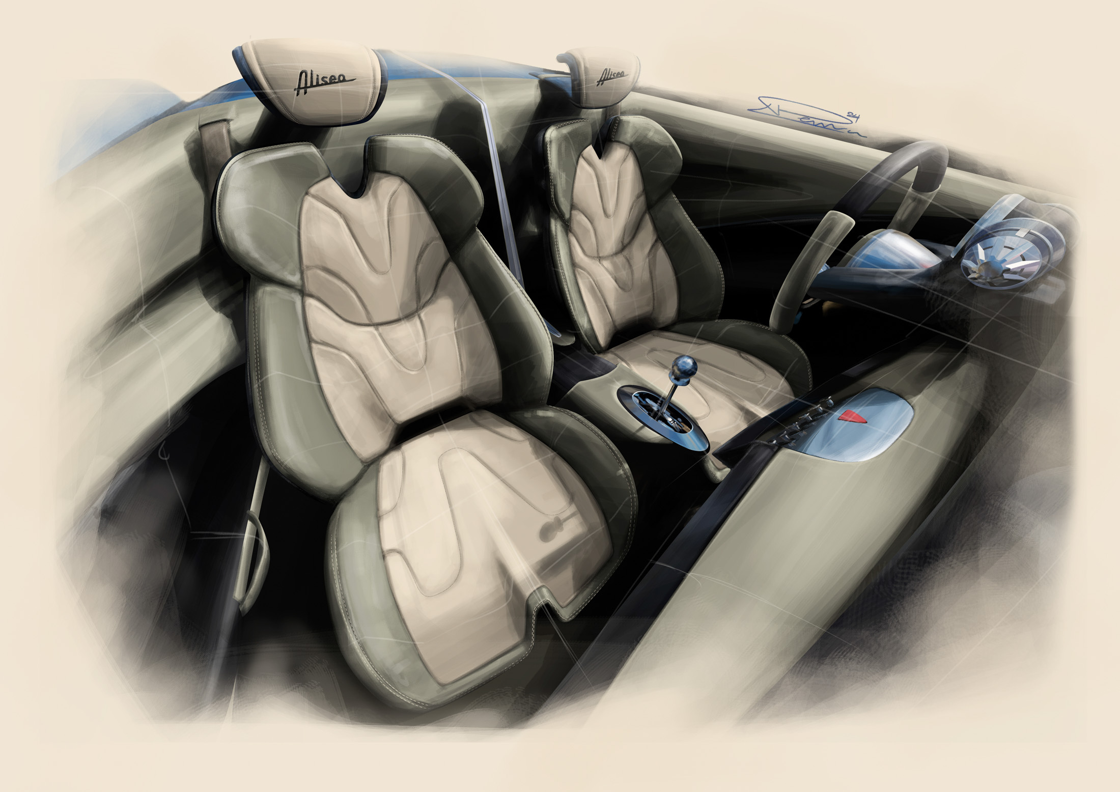 Pagani Alisea Concept (IED), 2024 – Design Sketch – Interior